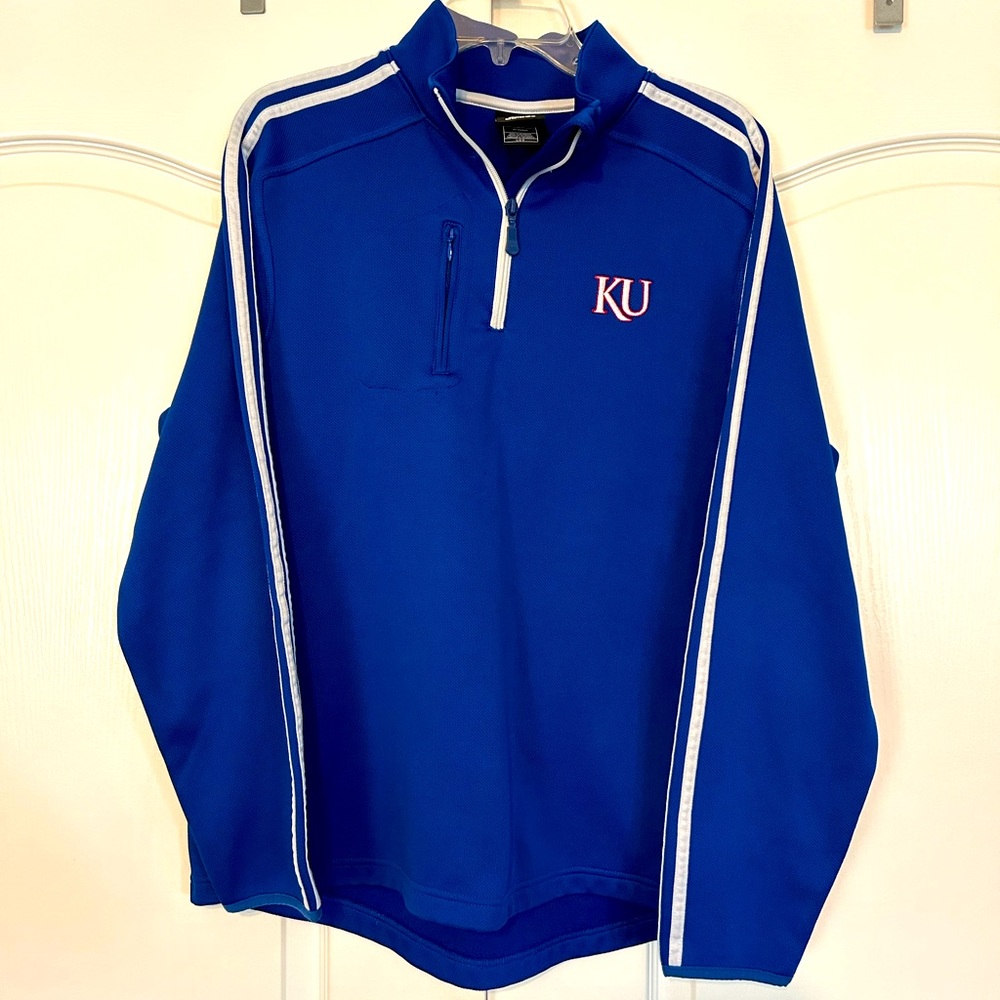 Men’s ADIDAS 3/4 zip KU pullover.